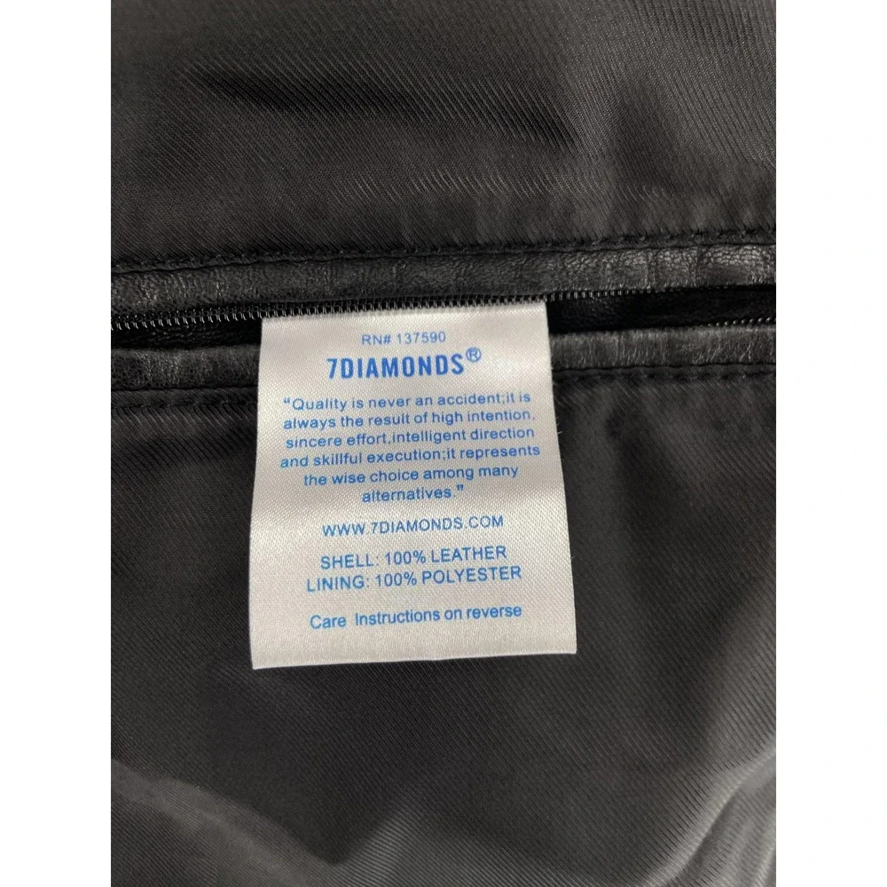 7Diamonds Jacket Mens XL Black Leather Moto Biker Bomber‎ Sprint